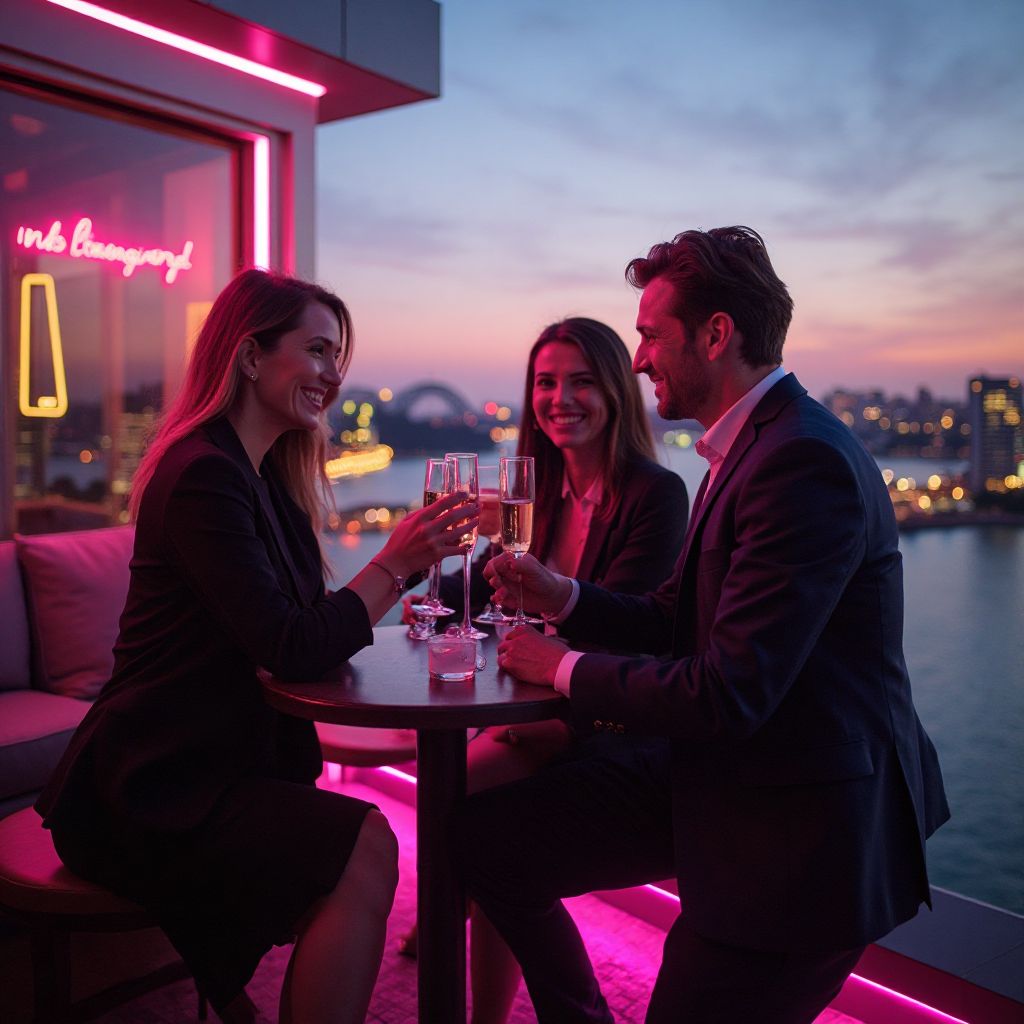Crown Nights founding team at rooftop venue